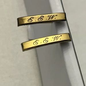 Victorian lingerie Pins 2 Matching Gold Tone with Initials EEW 3/4”